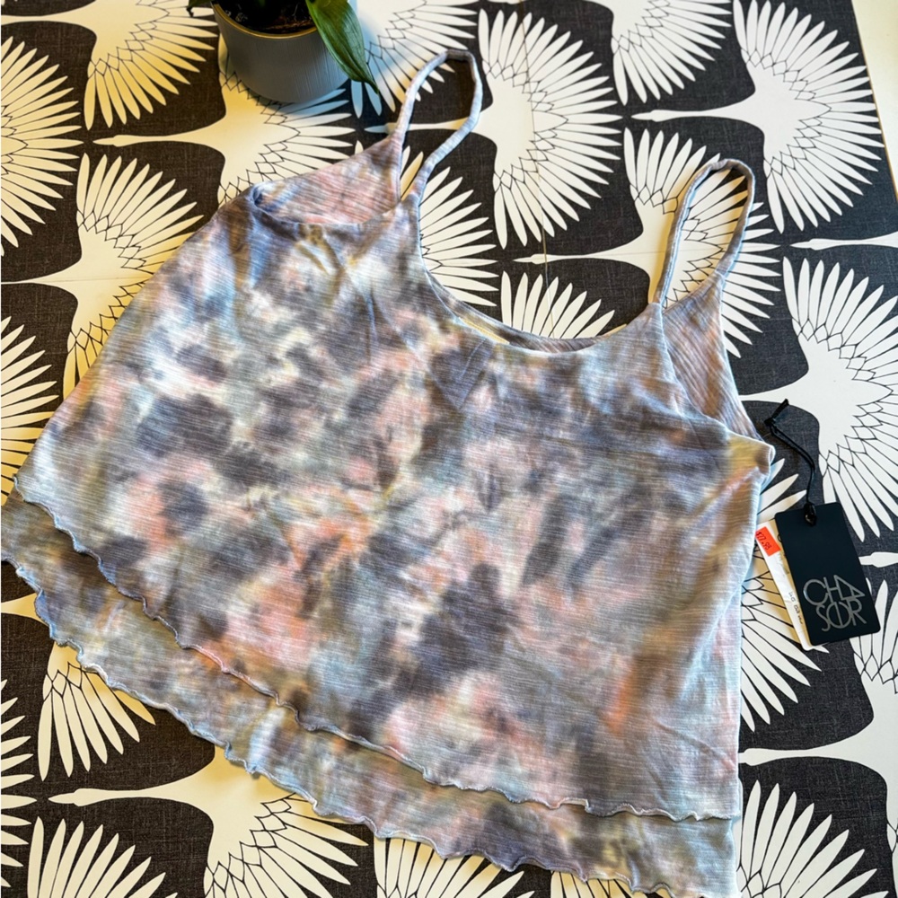 Chaser Tie Dye Tank‎ Double Layer Women’s L Pink Purple NWT
